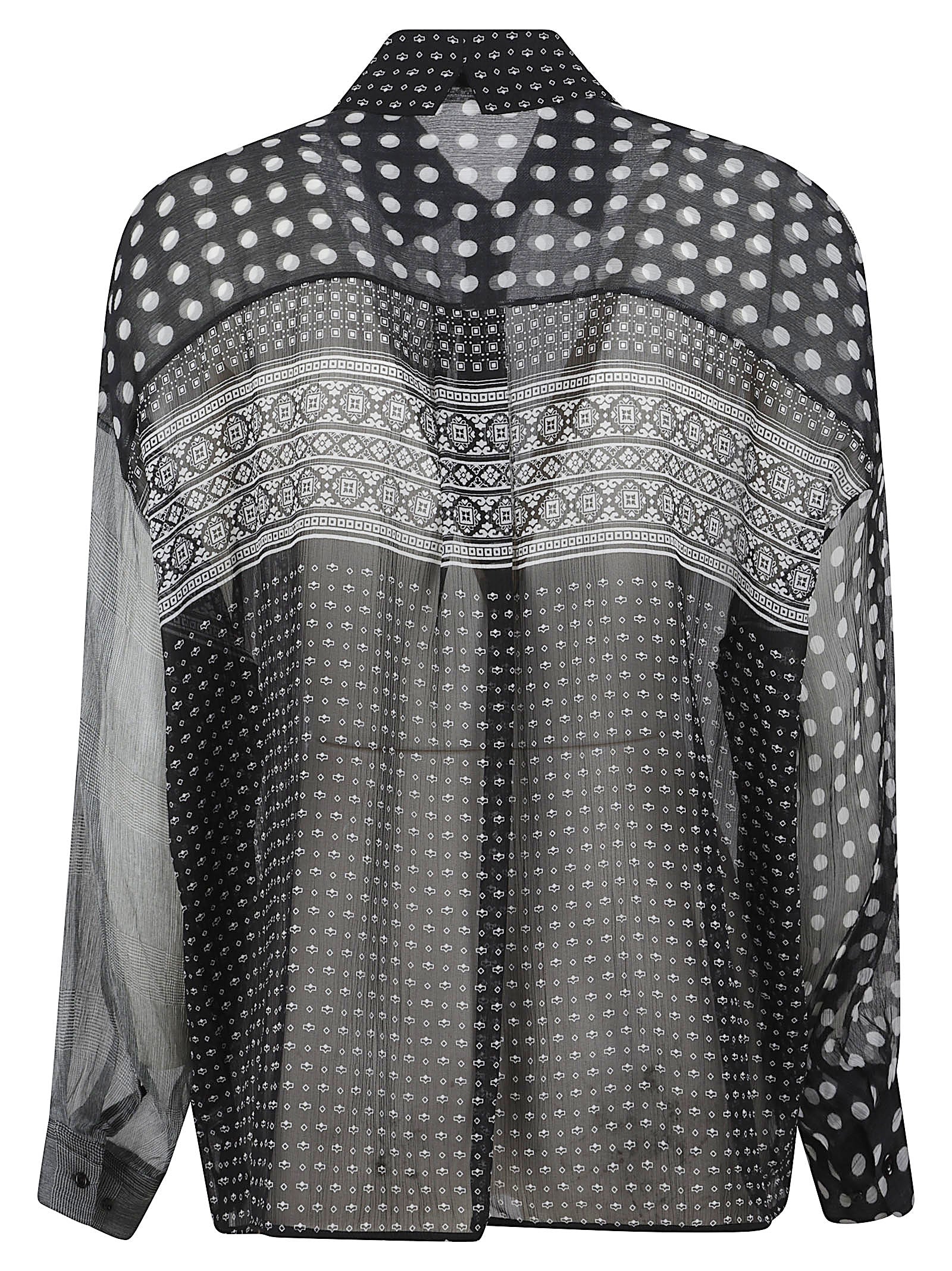 Patterned Sheer Shirt with Button-Down Front