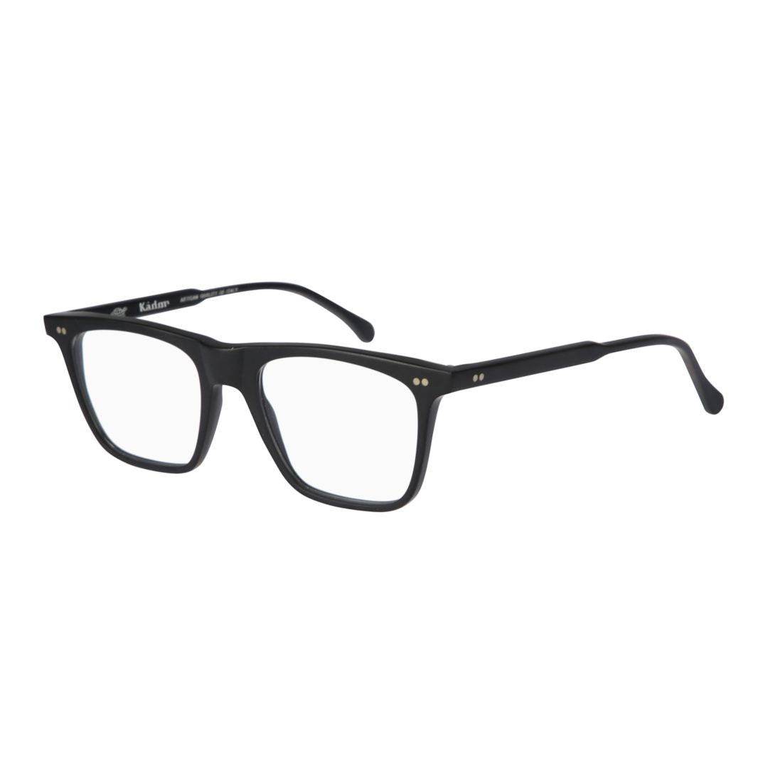 Greg Matte Black Rectangular Frame Eyeglasses with Metallic Details