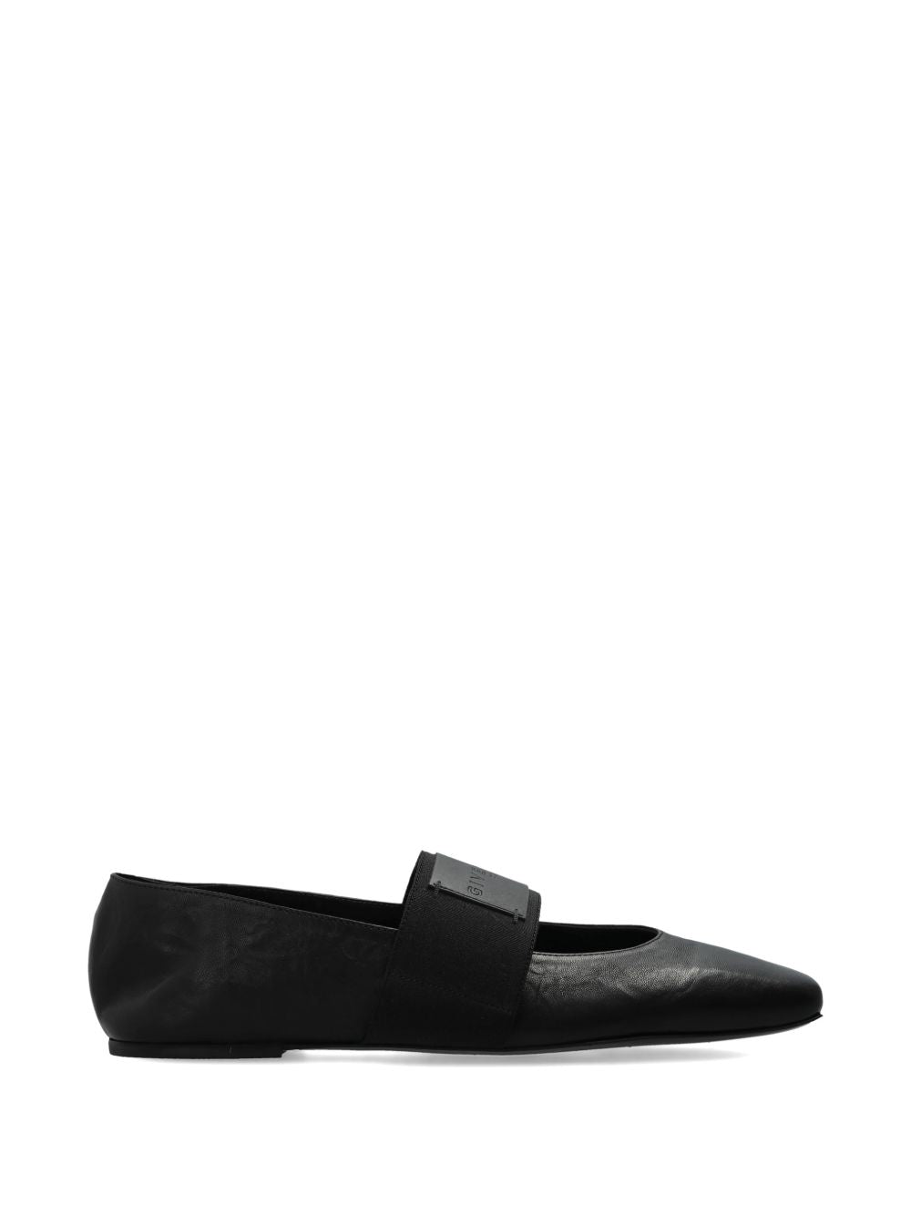 Black Minimalist Square Toe Leather Flats