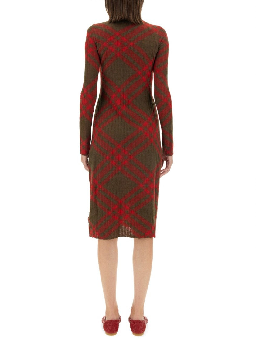 Plaid Wool Blend Midi Dress