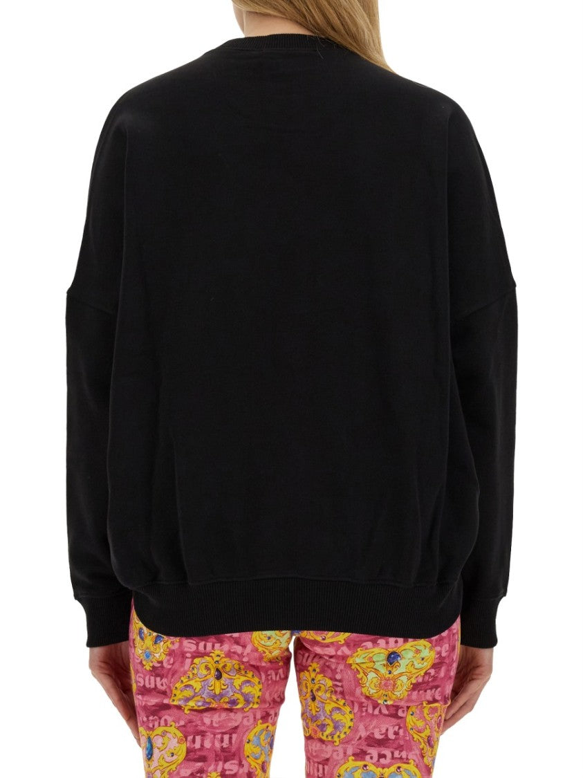 Cropped Fit Sweatshirt With Bold Logo Detail