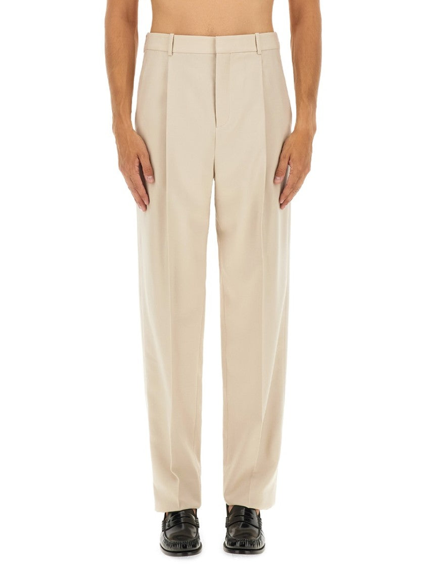 High-Waisted Straight-Leg Wool Pants
