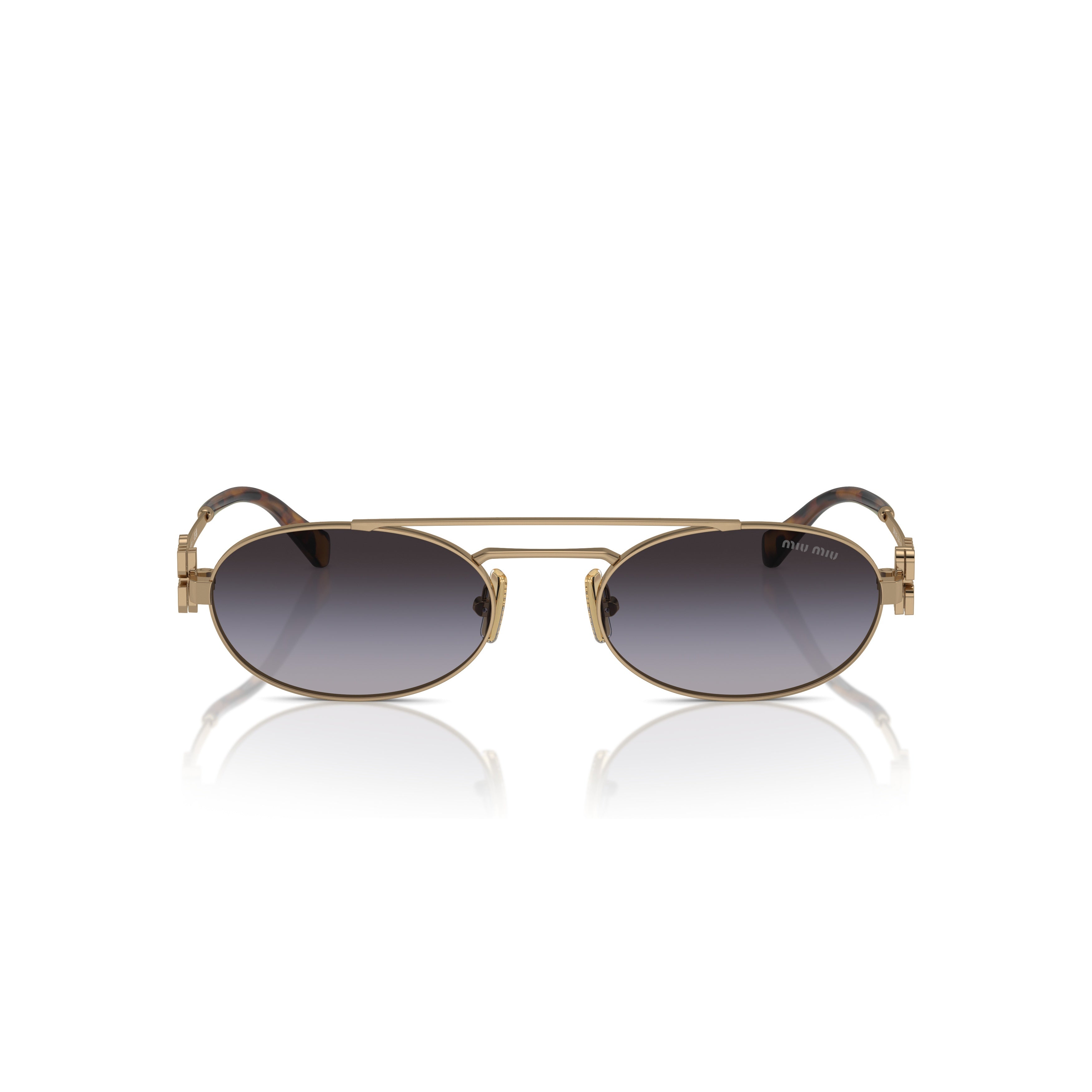 0mu 54zs Oval-Shaped Gold Metal Frame Sunglasses