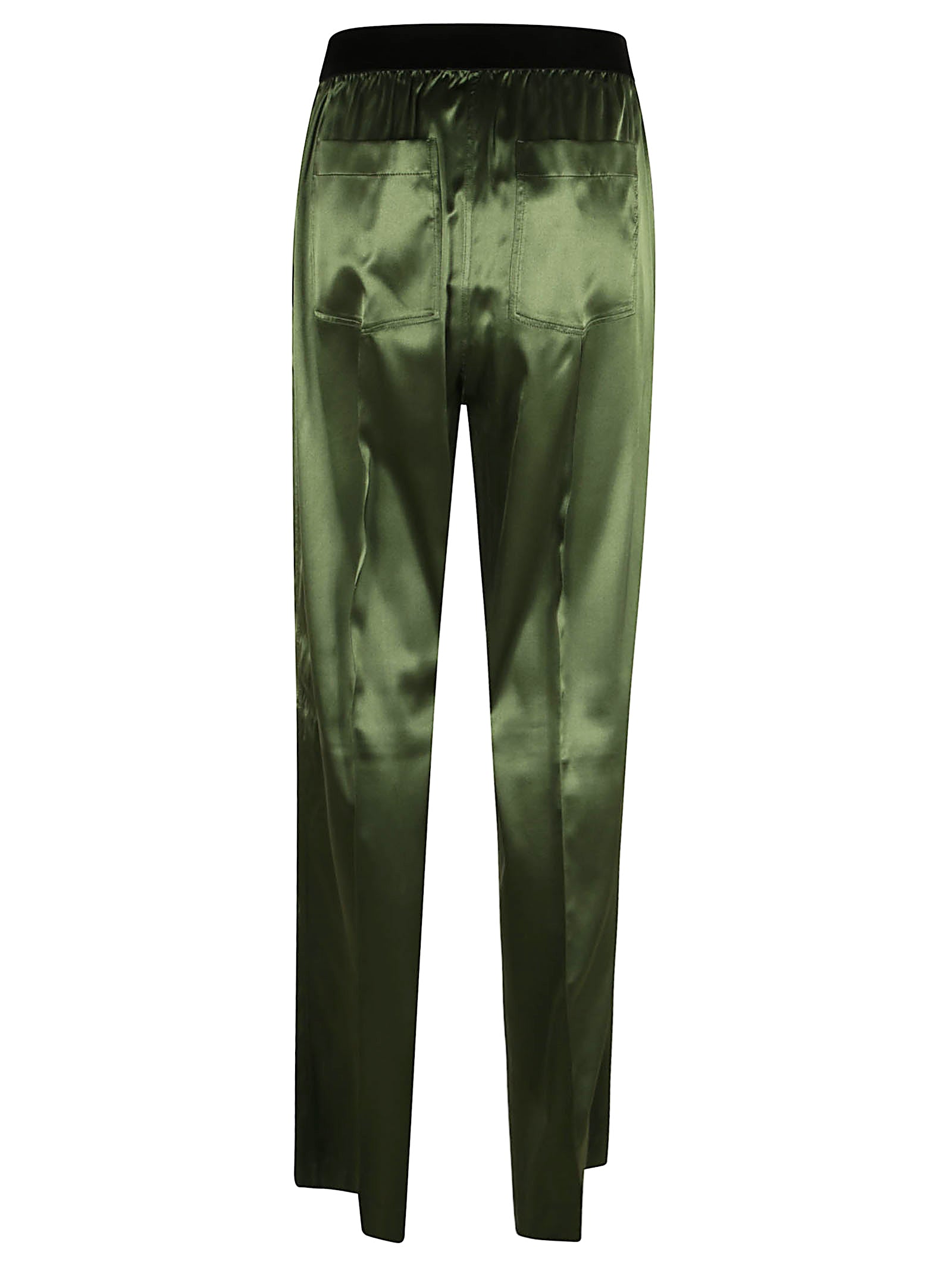 Smooth Silk Trousers with Logo Lettering