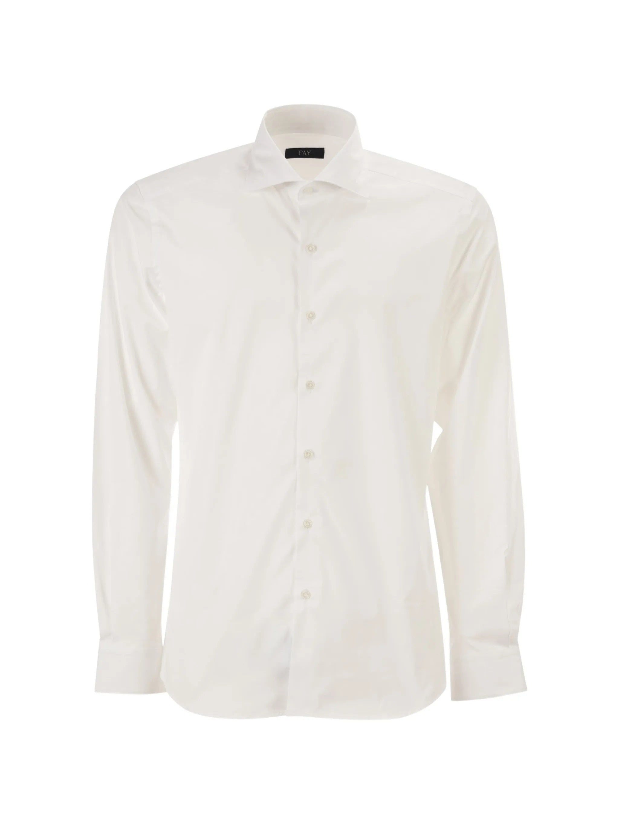 White Long-Sleeve Button-Down Formal Shirt