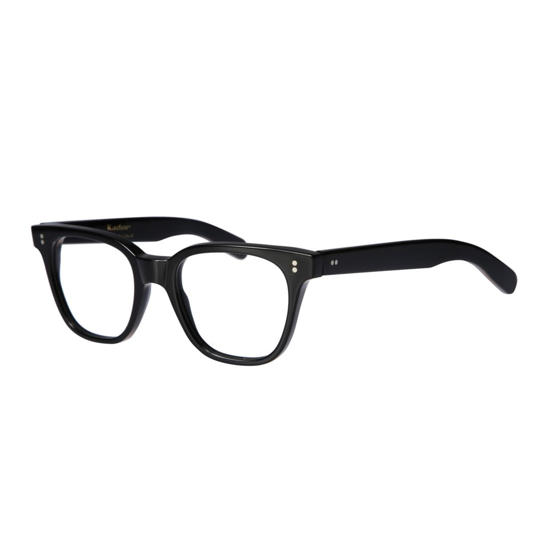 Kore Rounded Square Black Frame Eyeglasses with Metallic Accents