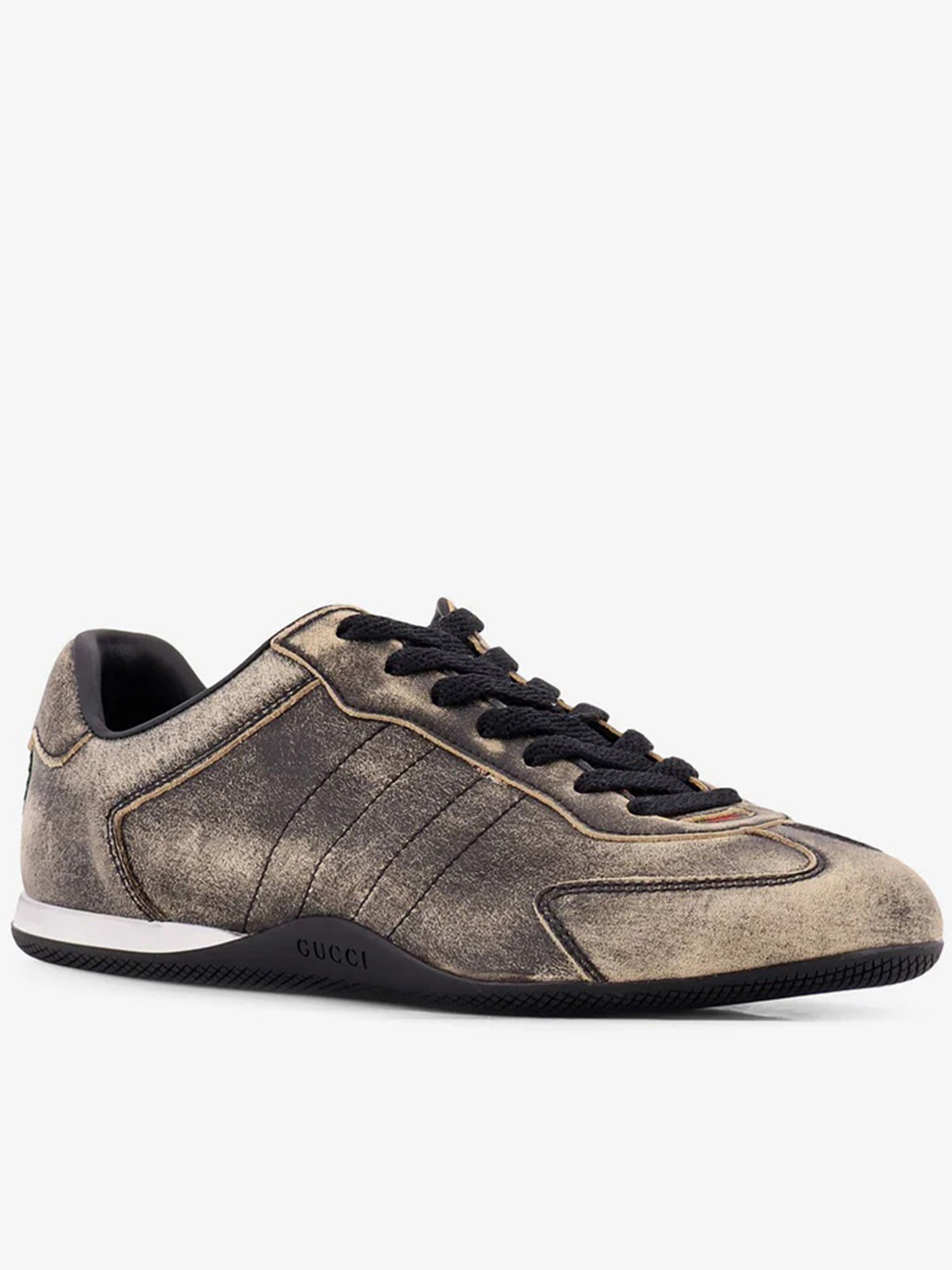 Metallic Shift Distressed Low-Profile Sneakers