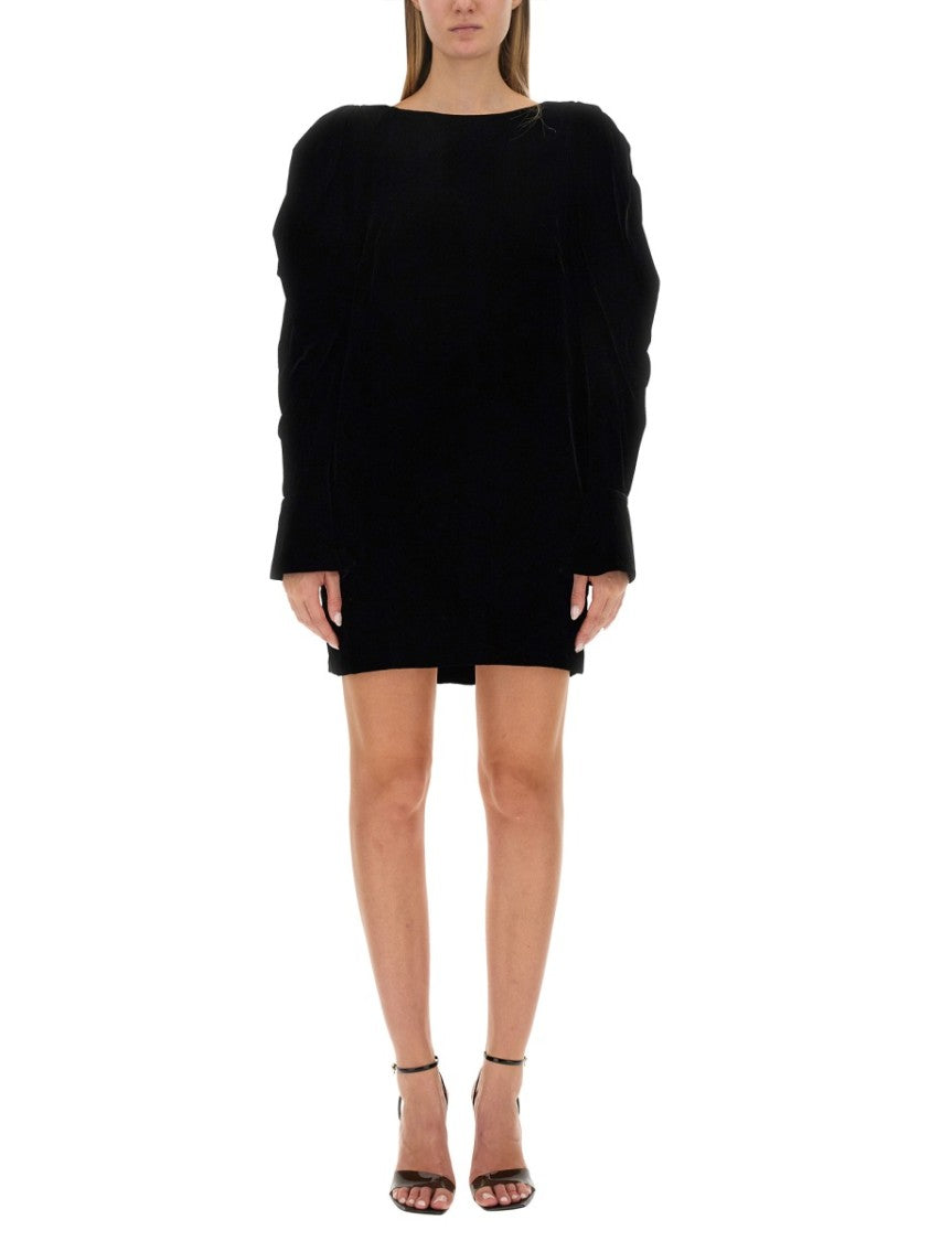 Slim Fit Mini Dress With Voluminous Sleeves