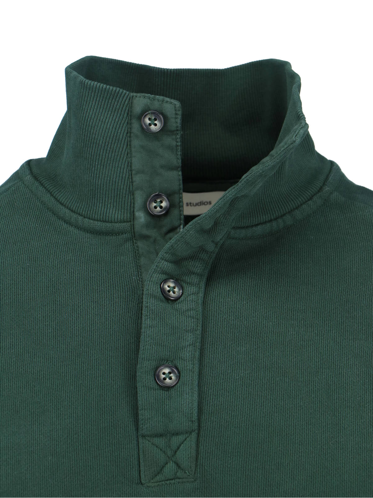 Green Port High-Collar Cotton Sweatshirt