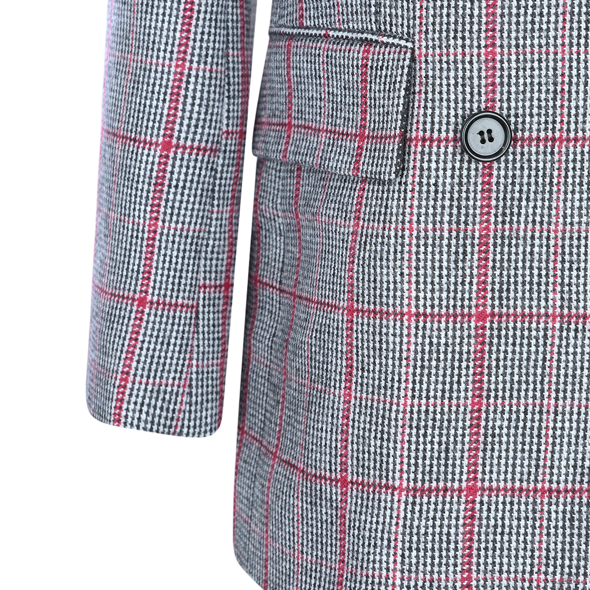 Double-Breasted Tailored Blazer with Checkered Pattern
