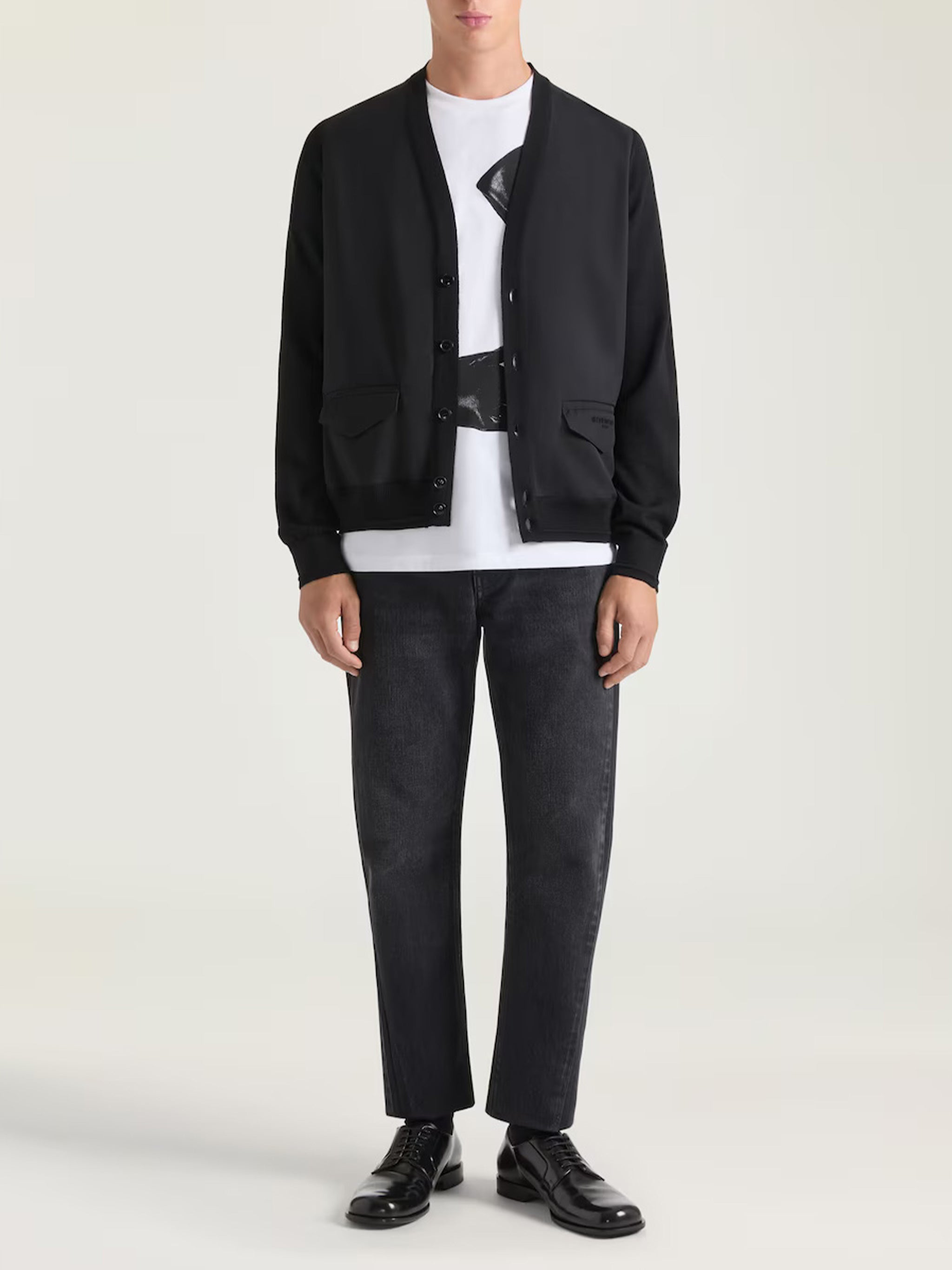 V-Neck Flap Pocket Cropped Cotton Cardigan
