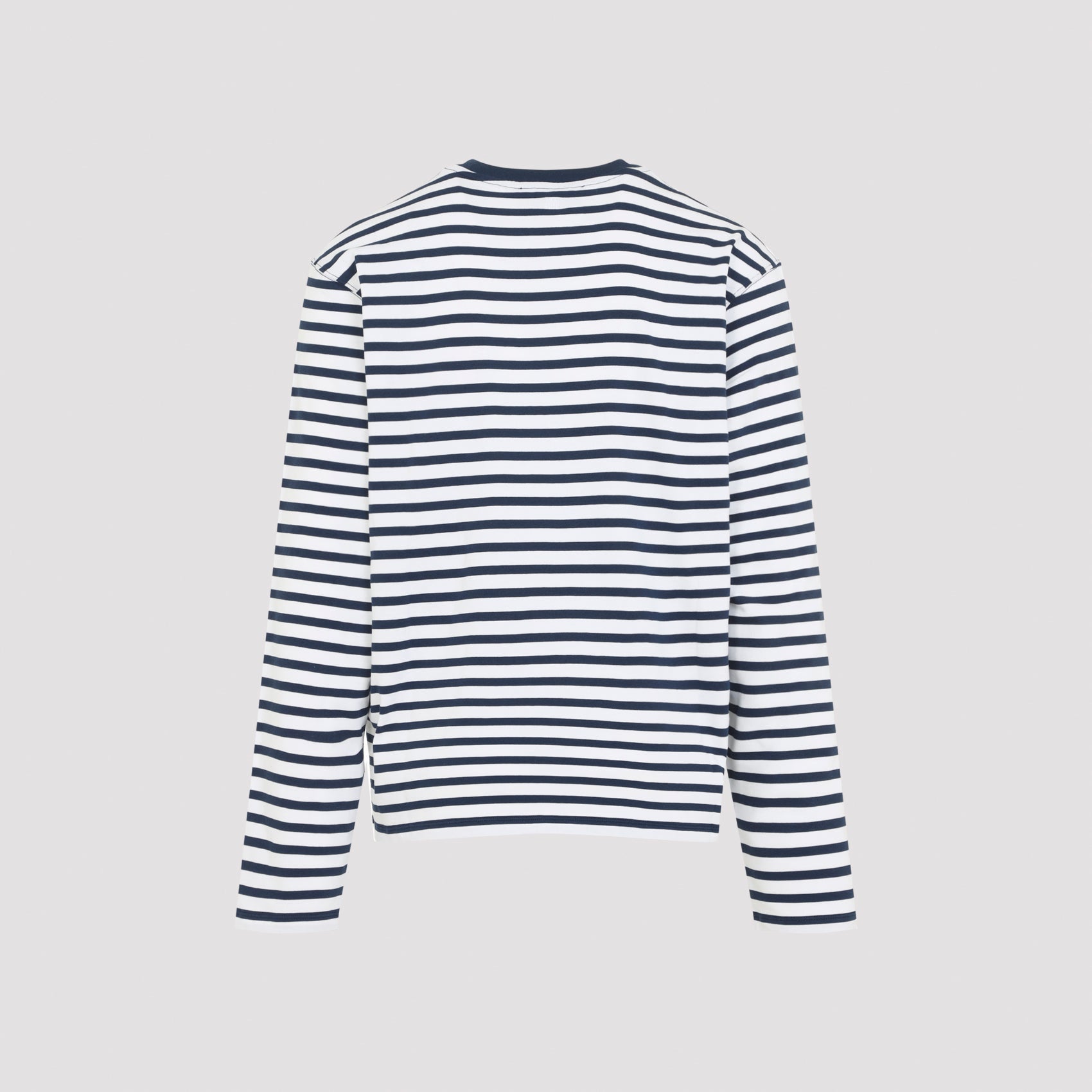 Long-Sleeved Striped T-Shirt with Navy Collar