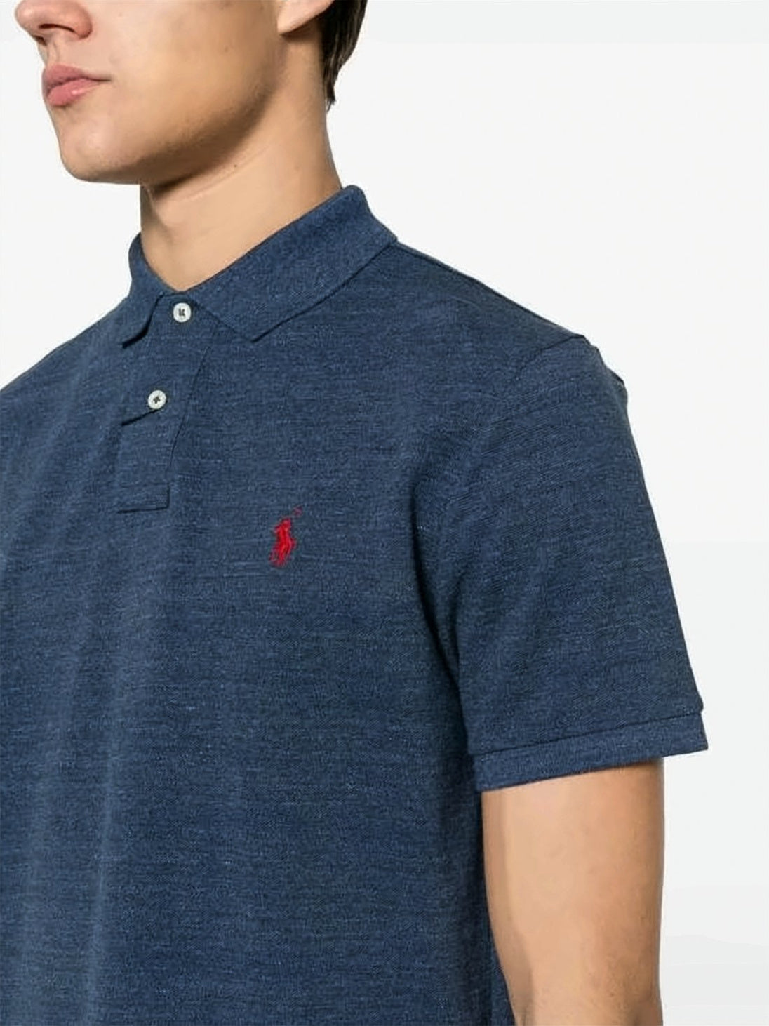 Classic Short-Sleeve Polo Shirt with Heathered Texture