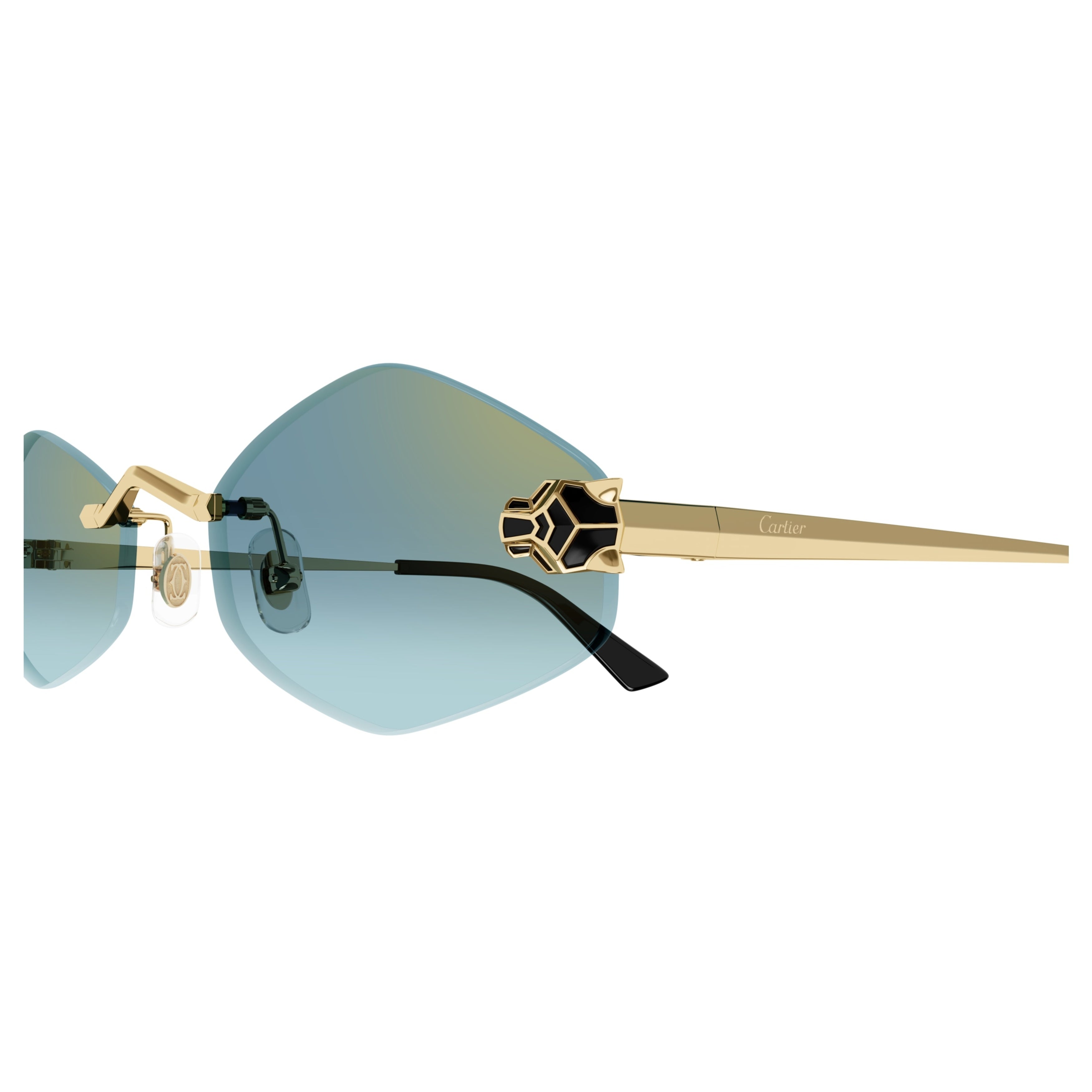 Rimless Sunglasses With Gradient Lenses And Panther Motif