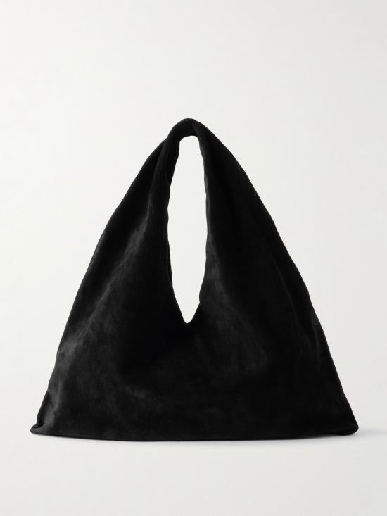 Triangular Black Calf Leather Tote