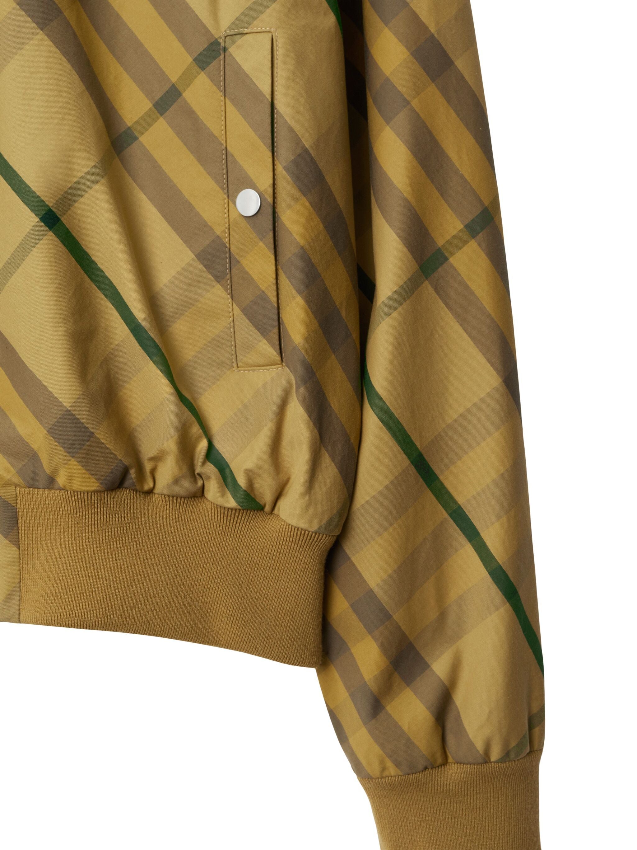 Check Brown Cotton Bomber Jacket