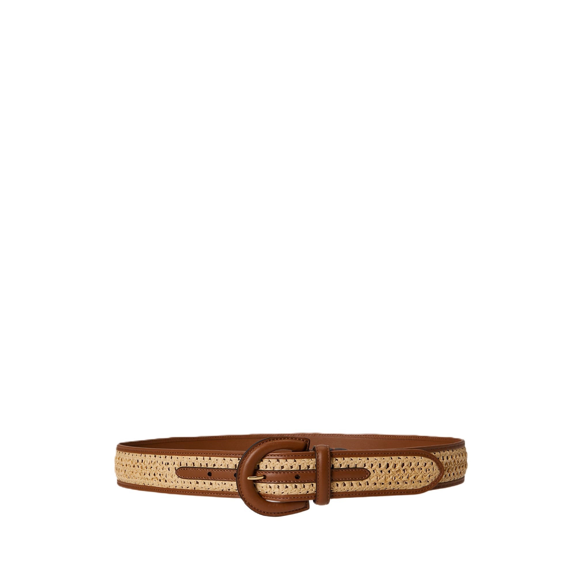 Woven Straw-Belt with Smooth Leather Edges