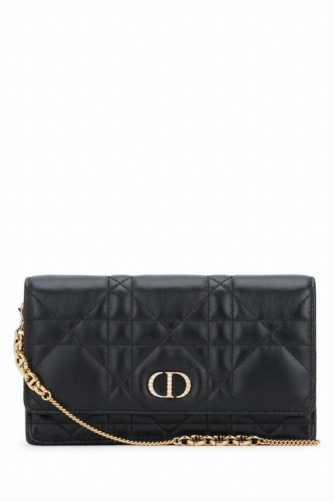 Quilted Lambskin Clutch With Gold-Tone Chain Strap