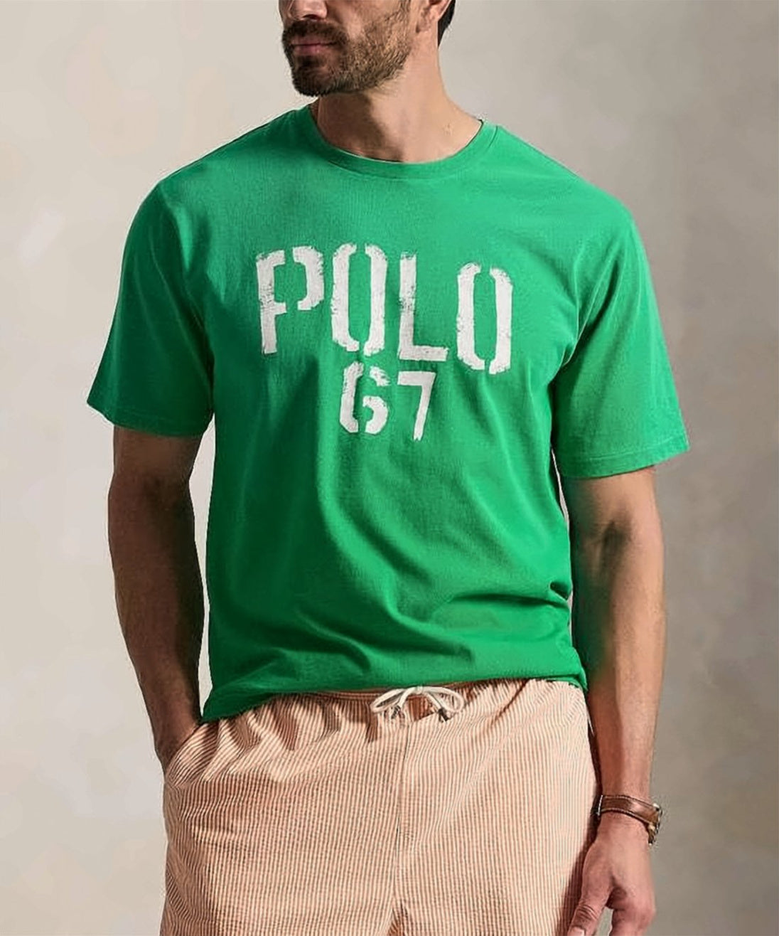 Distressed POLO 67 Print Short-Sleeved T-Shirt