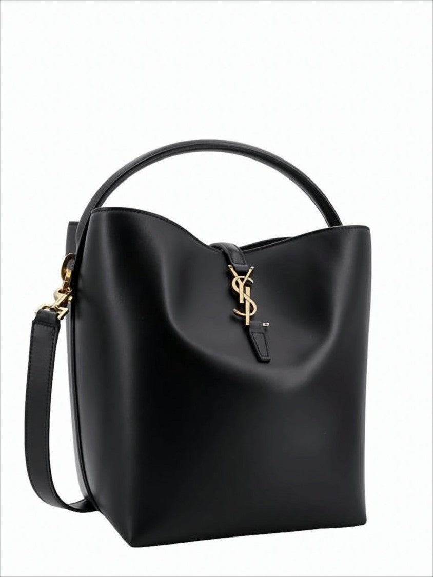 Structured Black Leather Shoulder Bag