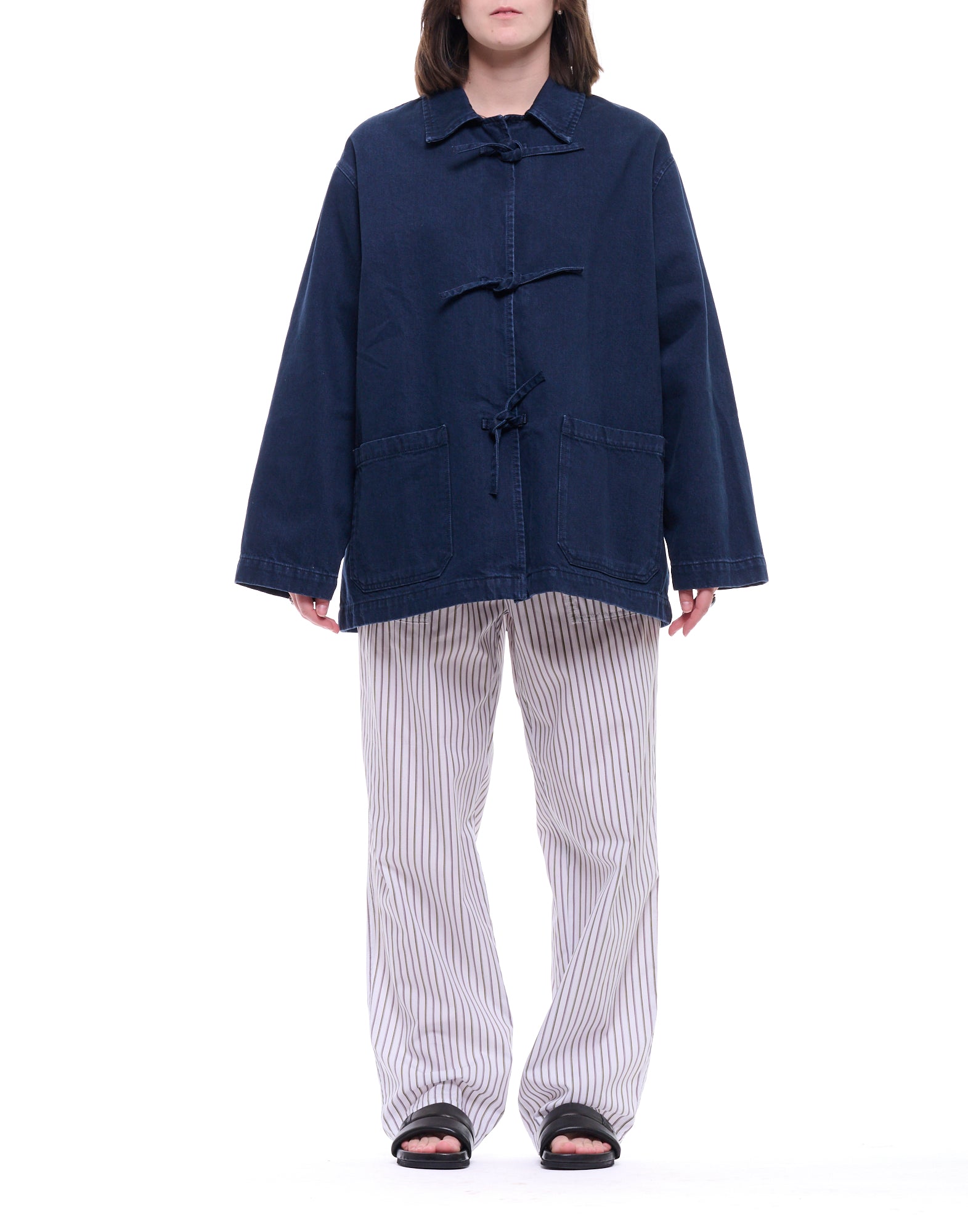 Structured Denim Jacket with Classic French Collar