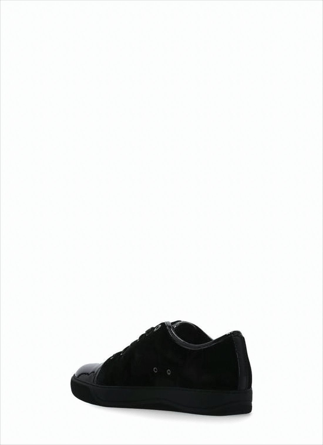 Lace-Up Black Sneakers with Patent Leather Accents