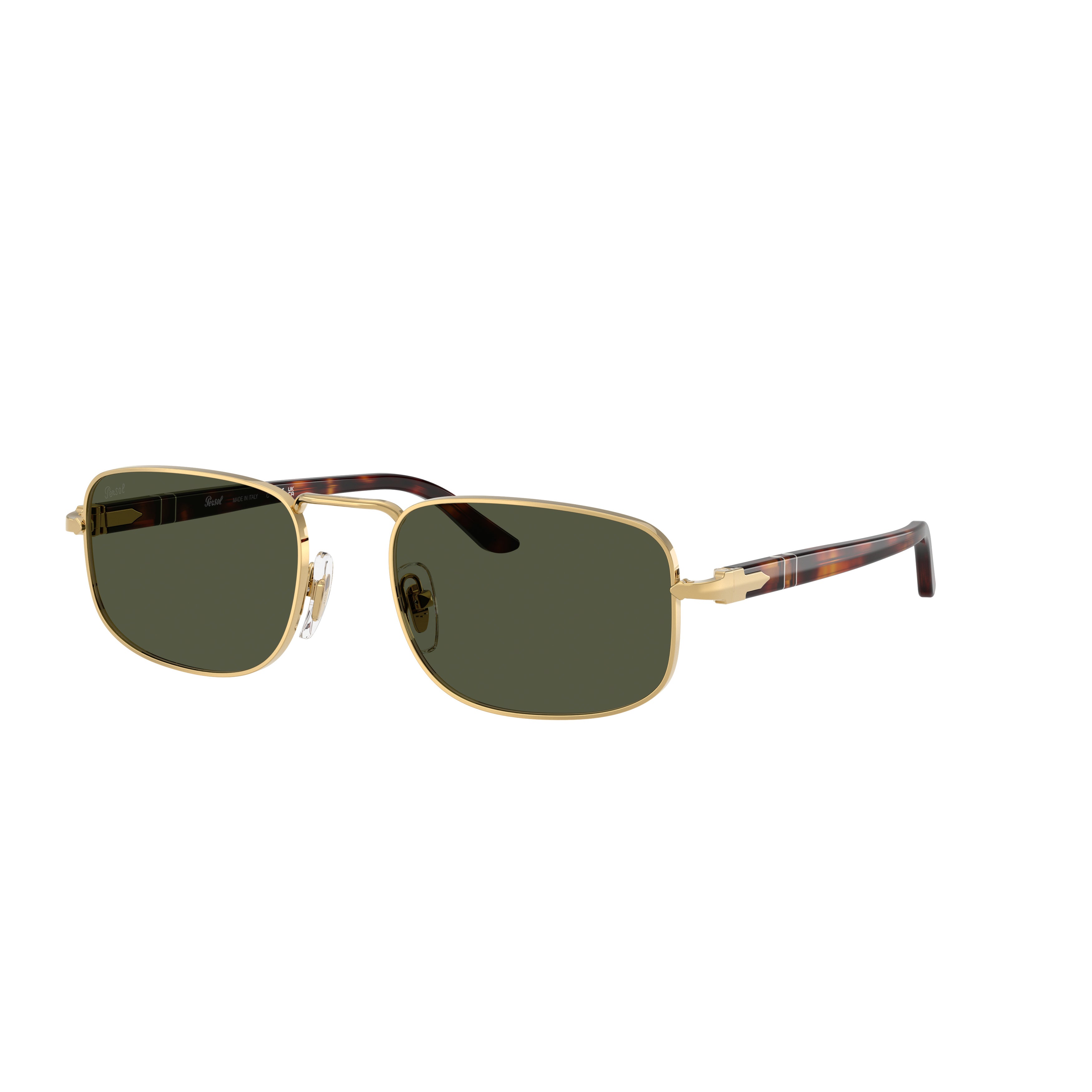 0po1027s Rectangular Metal Sunglasses with Tortoiseshell Temples