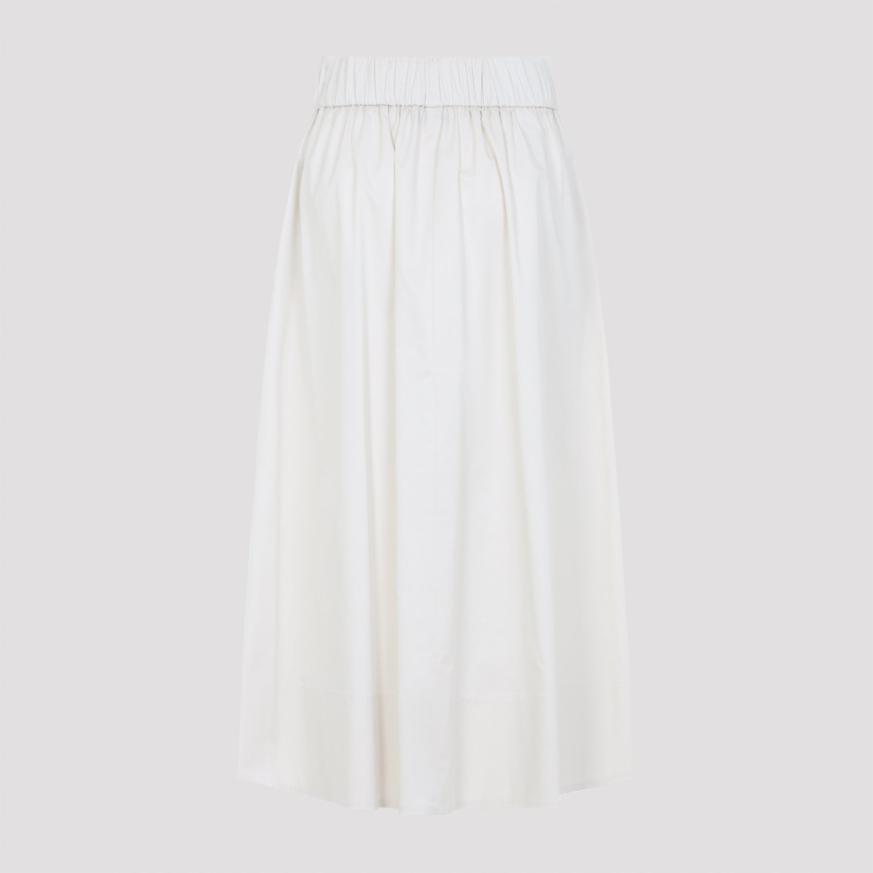 Midi Skirt In Nude Cotton-Elastane Blend