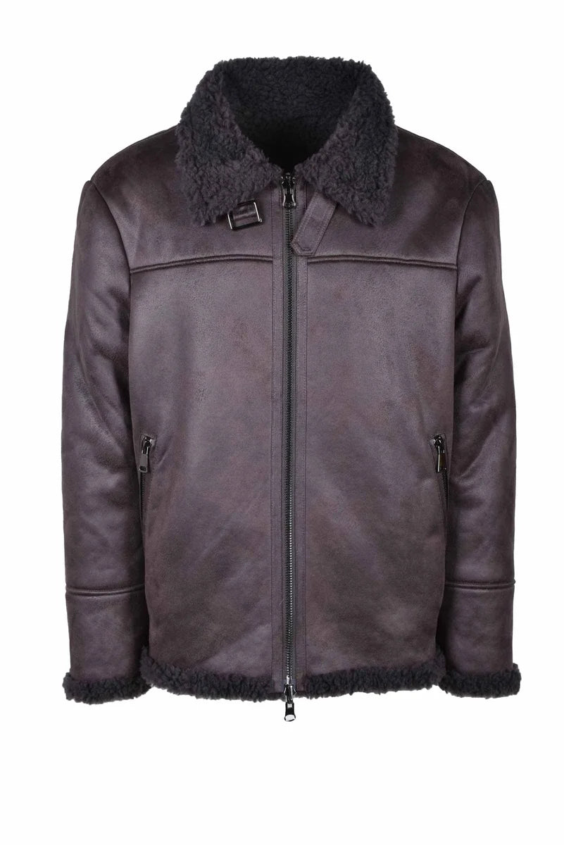 Faux Leather Jacket - Grey