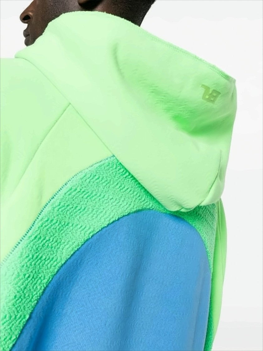 Color-Block Relaxed Fit Hoodie with Textured Detail