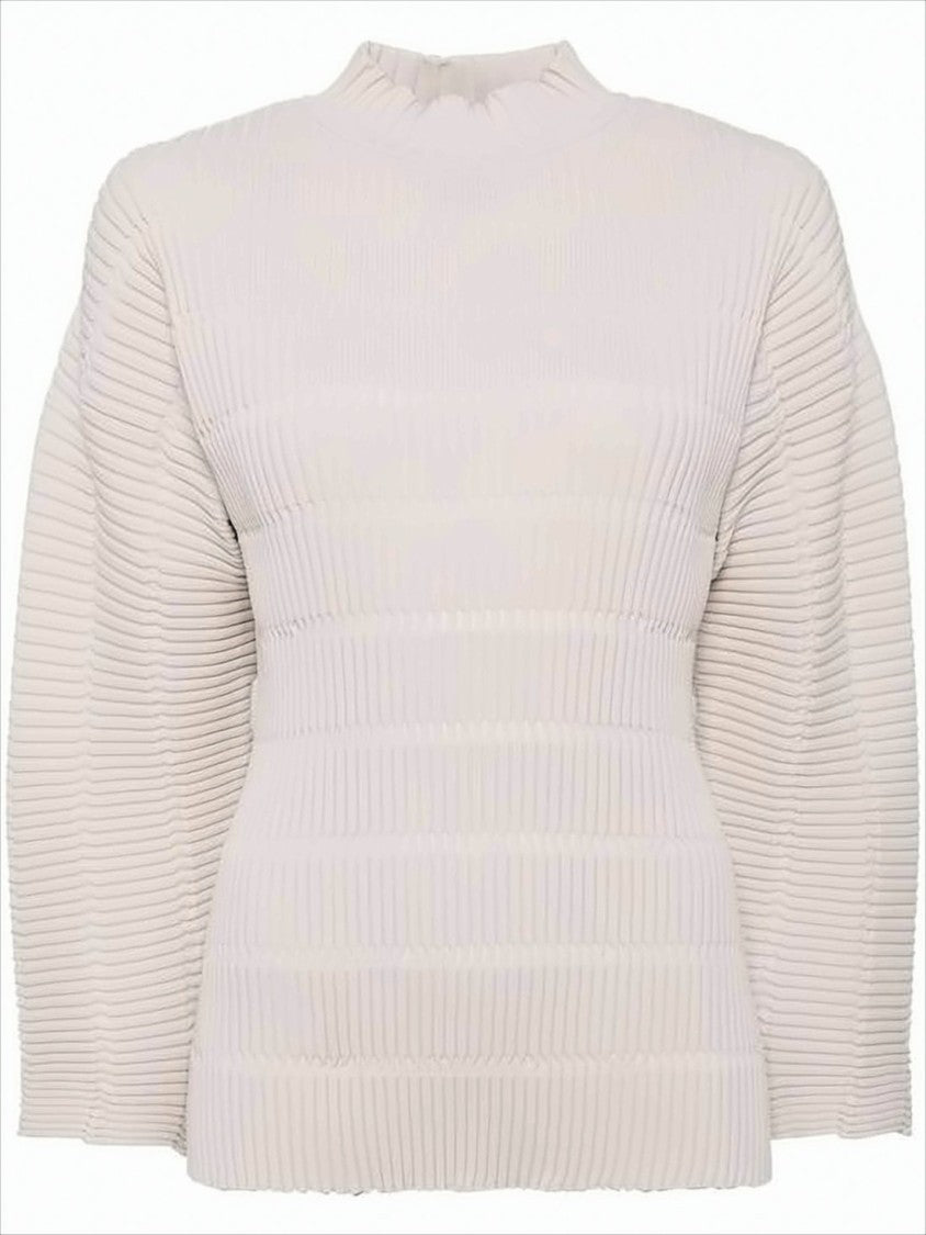 Pleated Turtle Neck Top With Sculptural Silhouette