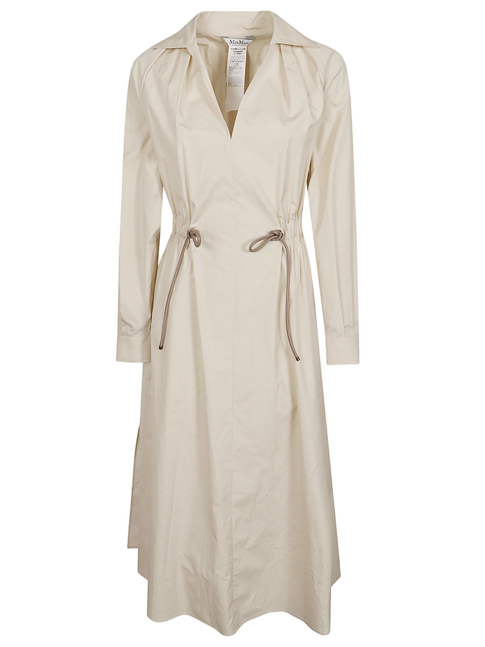 V-Neck Dress with Drawstring Front and Elegant Collar