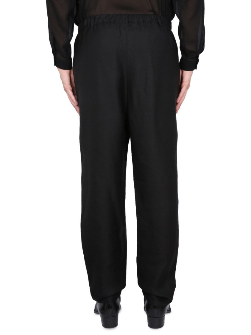 High-Waist Black Pants With Elastic Waistband