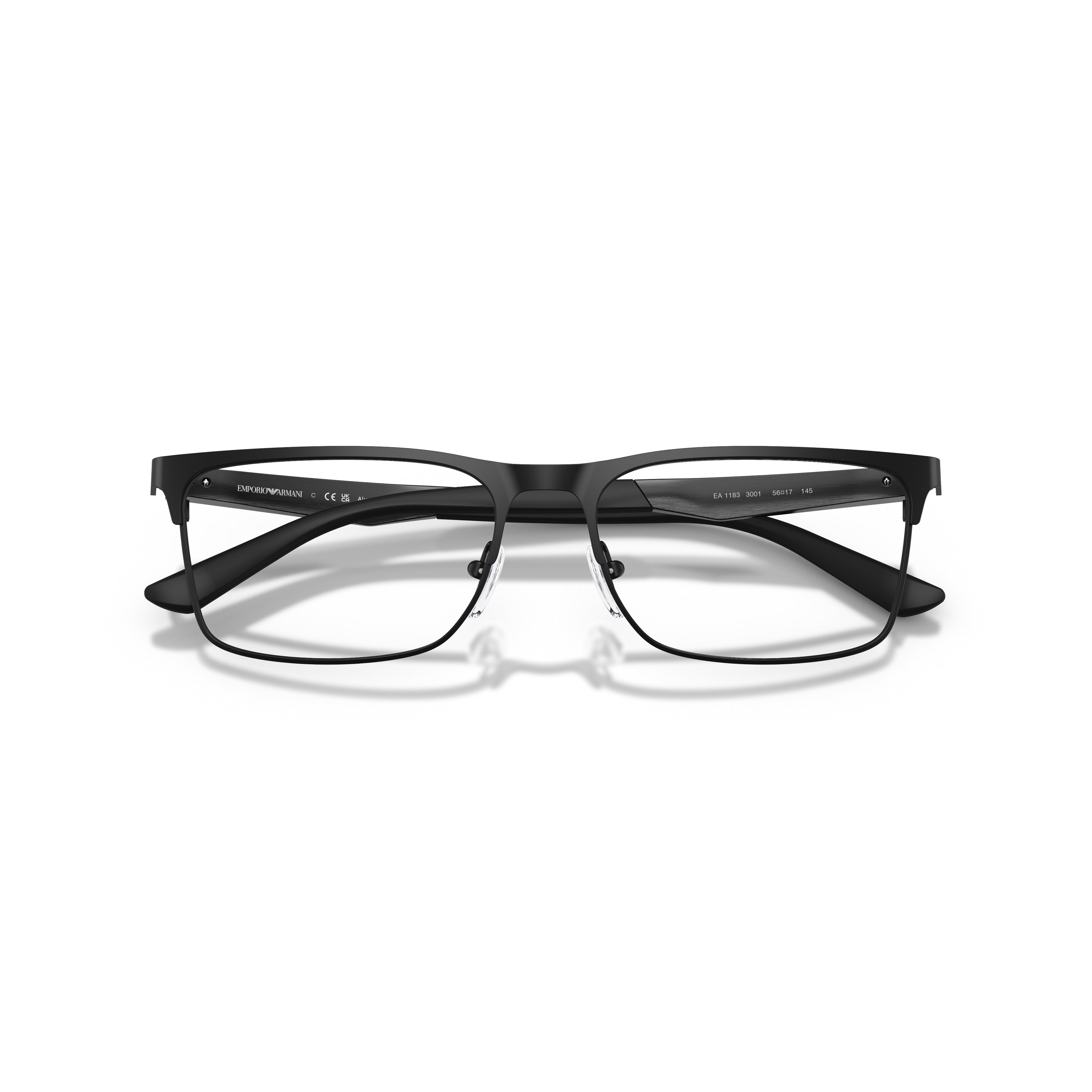 0ea1183 Matte Black Rectangular Eyeglasses with Adjustable Nose Pads