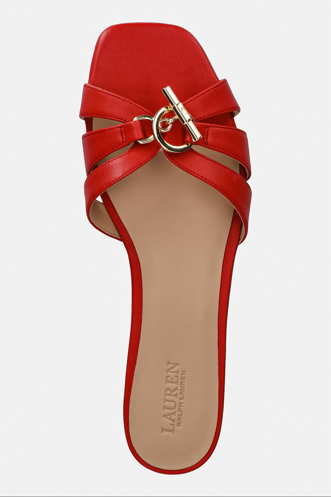 Flat Slide Sandals with Red Straps