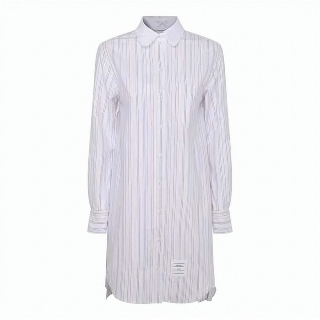 Classic Midi Dress with Striped Front and Solid Back