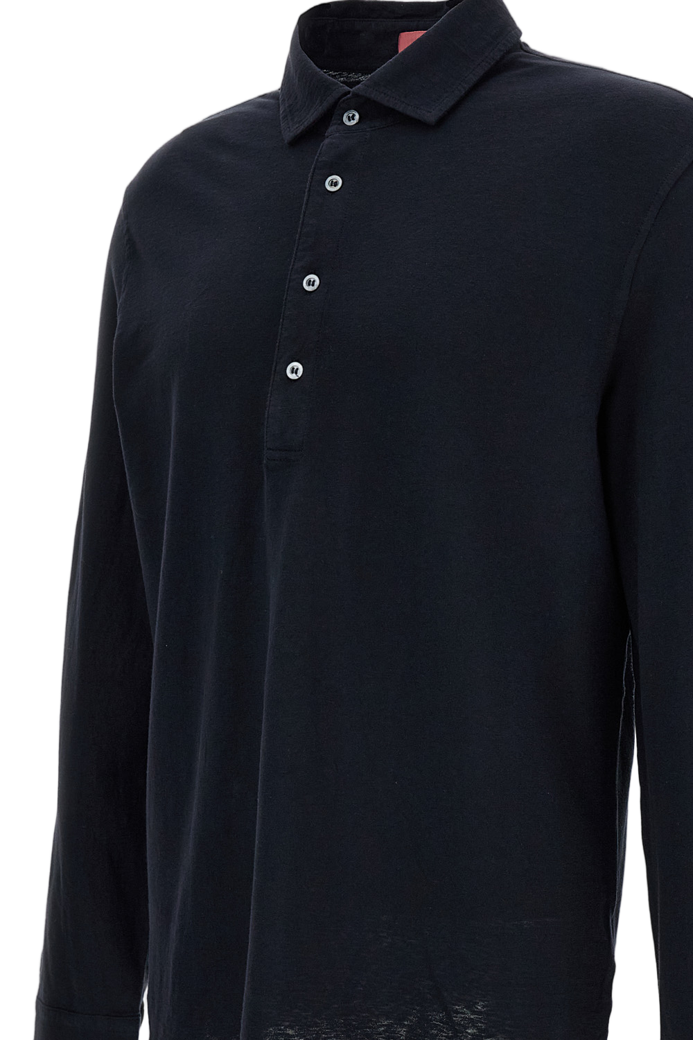 Cotton-Linen Blend Polo Shirt with French Collar