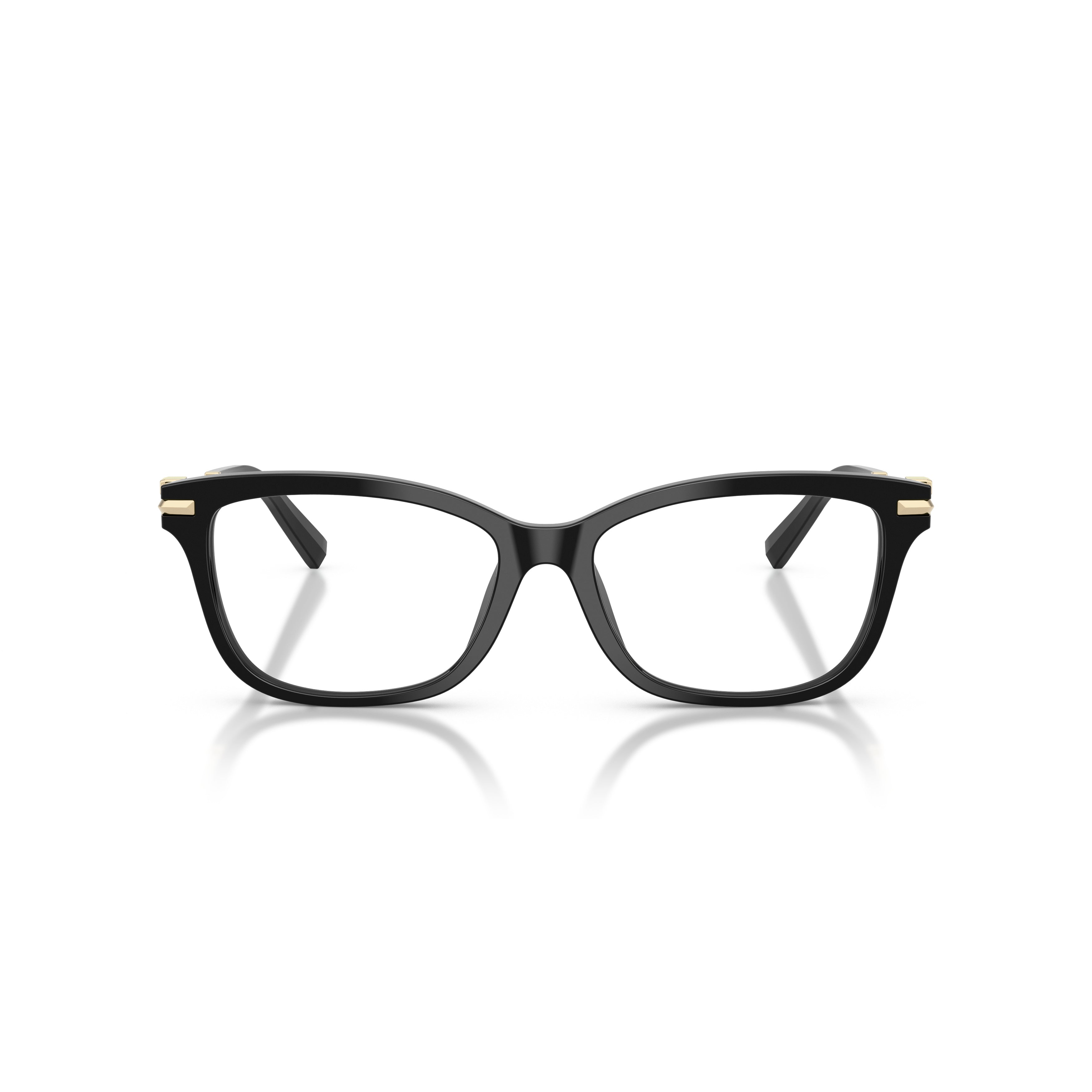 Black Rectangular Acetate Gold Accent Eyeglasses