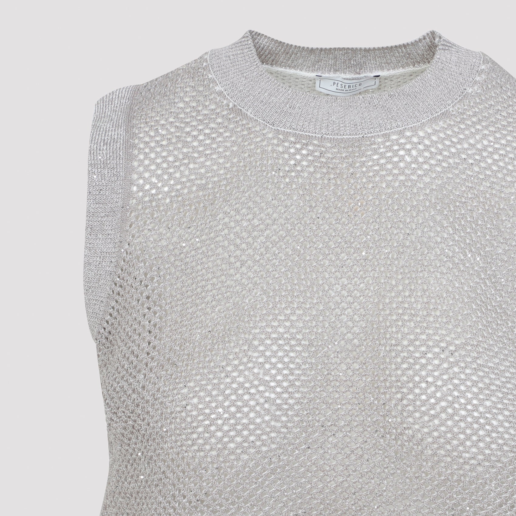Sleeveless Open Weave Knit Sweater