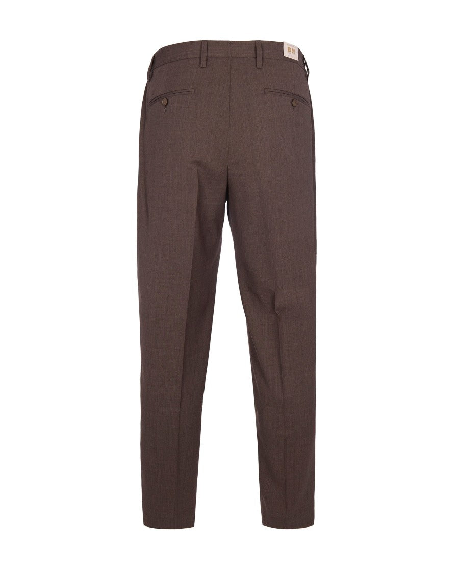 Brown Tailored Wool Blend Trousers