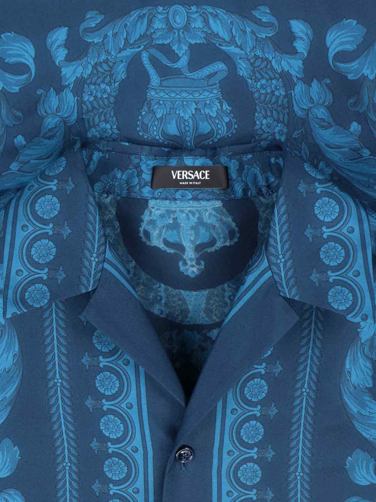 "Barocco" Silk Shirt – Blue