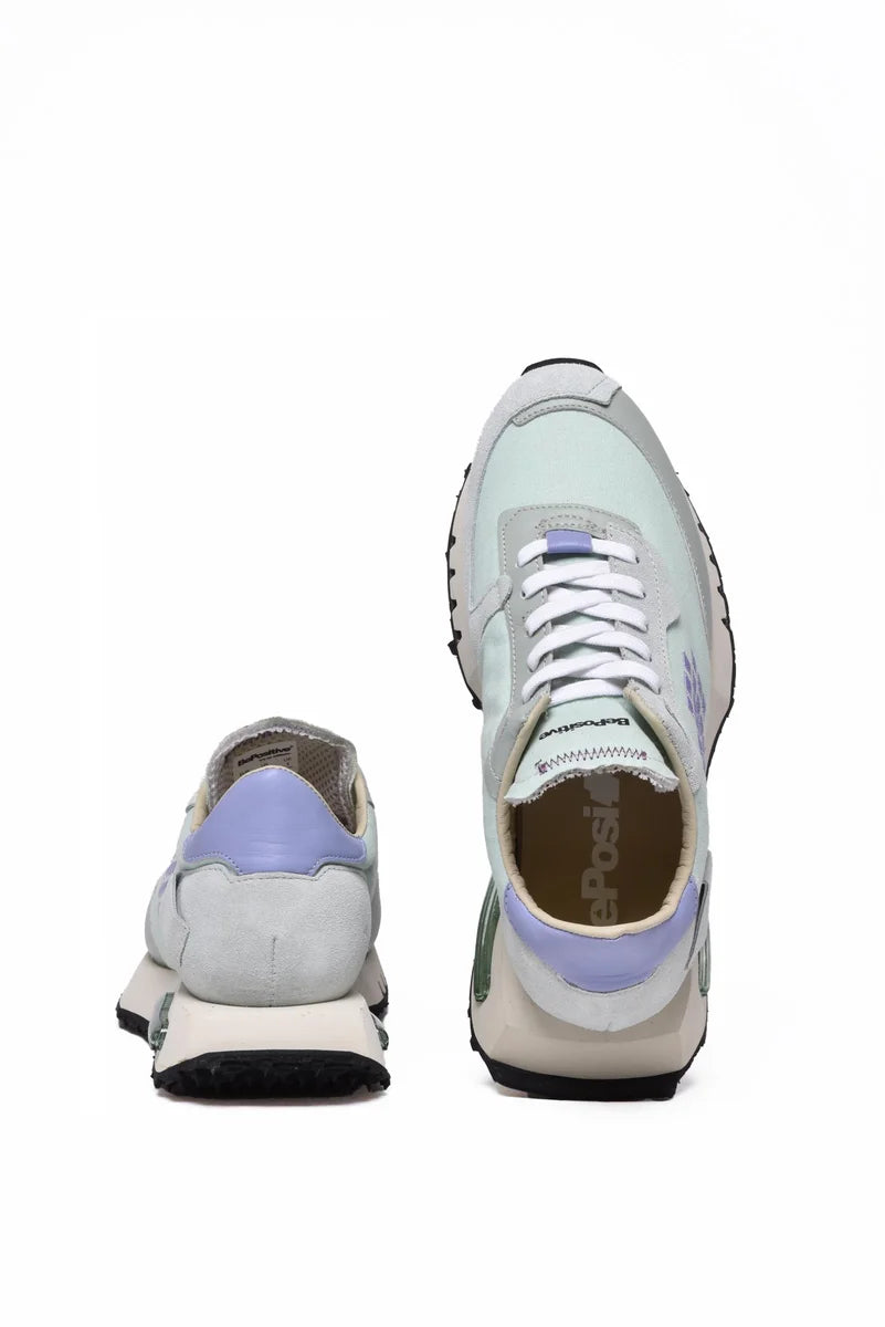 Leather/Polyester Sneakers - Aqua