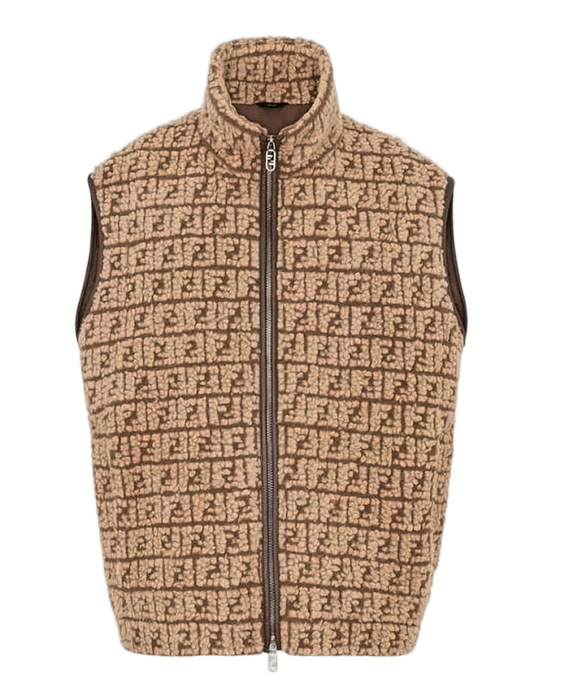 Textured Sleeveless Vest with Leather Accents