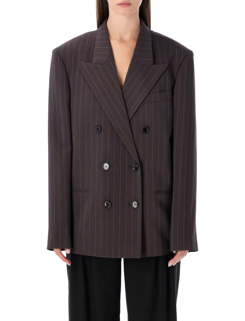 Pinstripe Double-Breasted Blazer