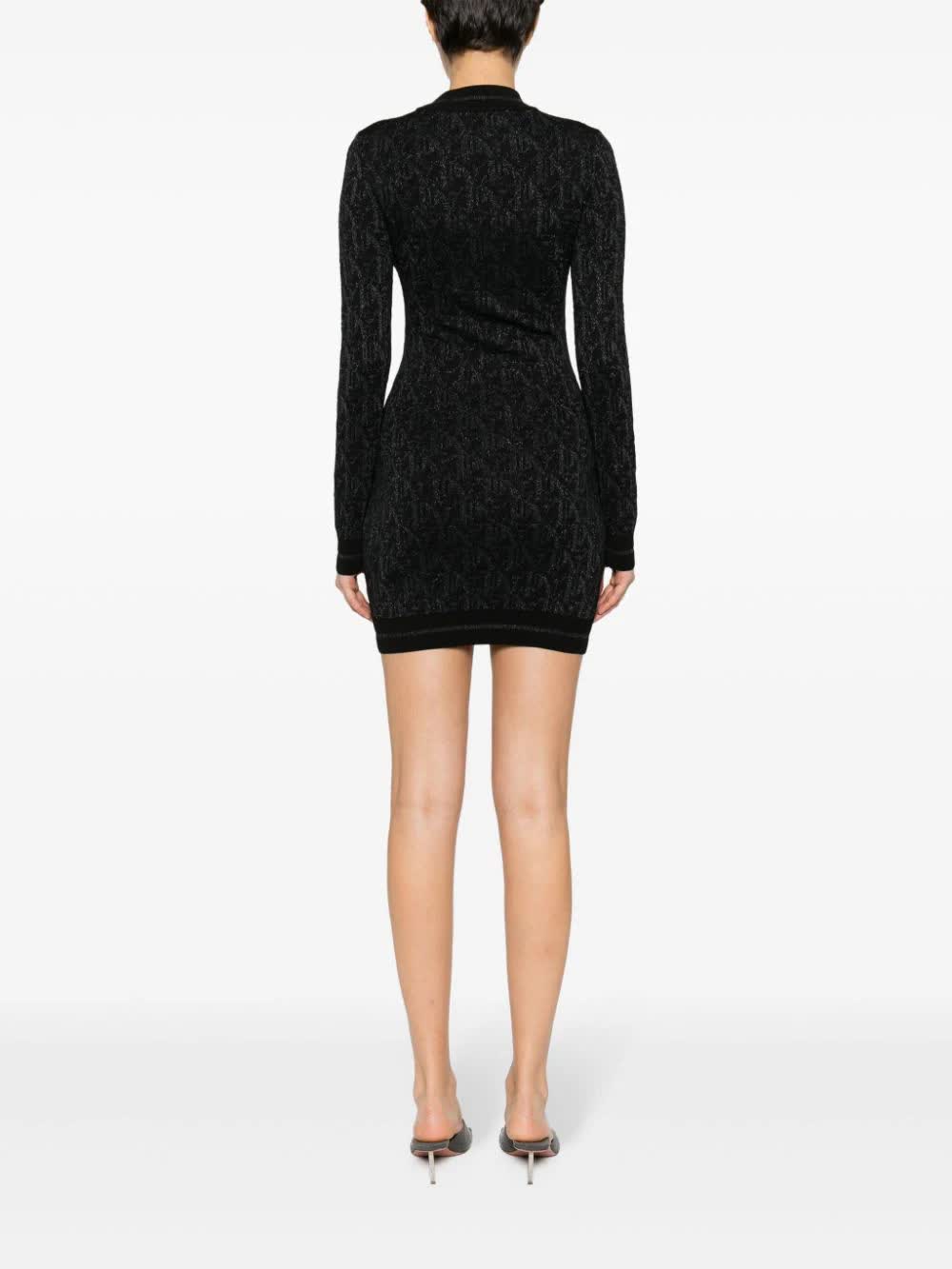Monogram Jacquard Fitted Viscose Mini Dress