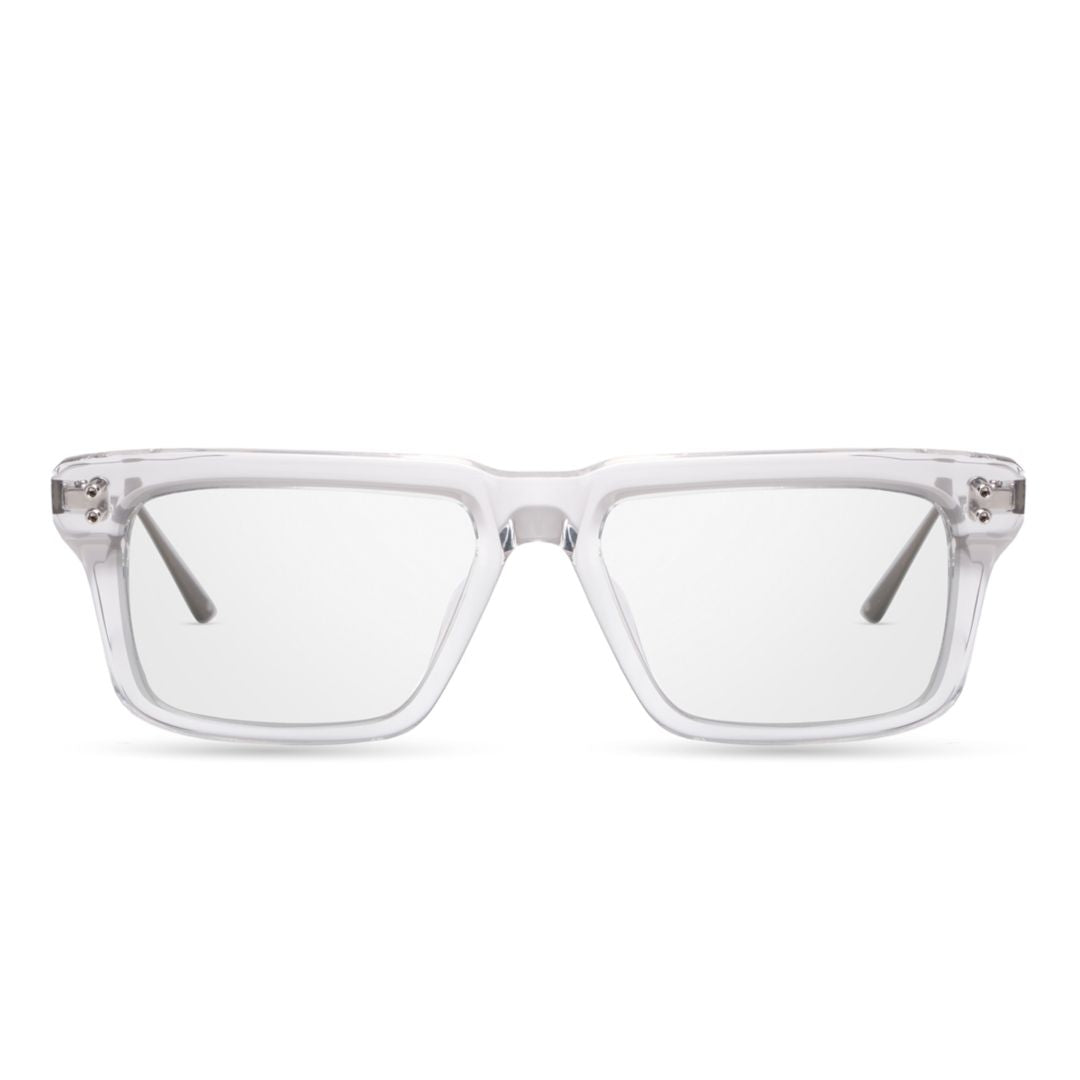 Lataro Bold Rectangular Frame Sunglasses with Metallic Temples