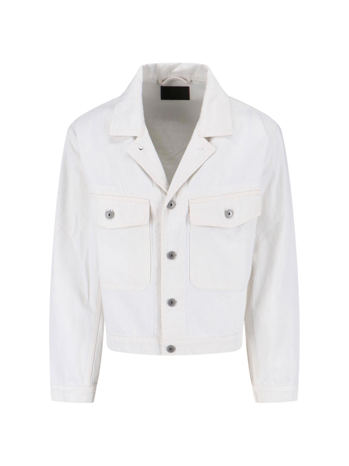 White Cropped Trucker Cotton Jacket