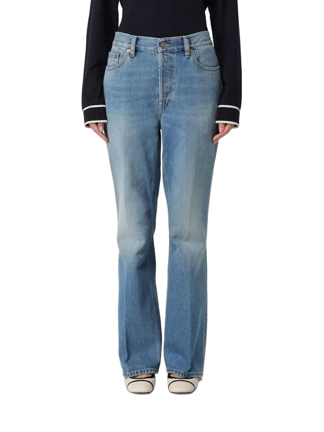 Straight-Leg Denim Pants with Mid-Rise Waist