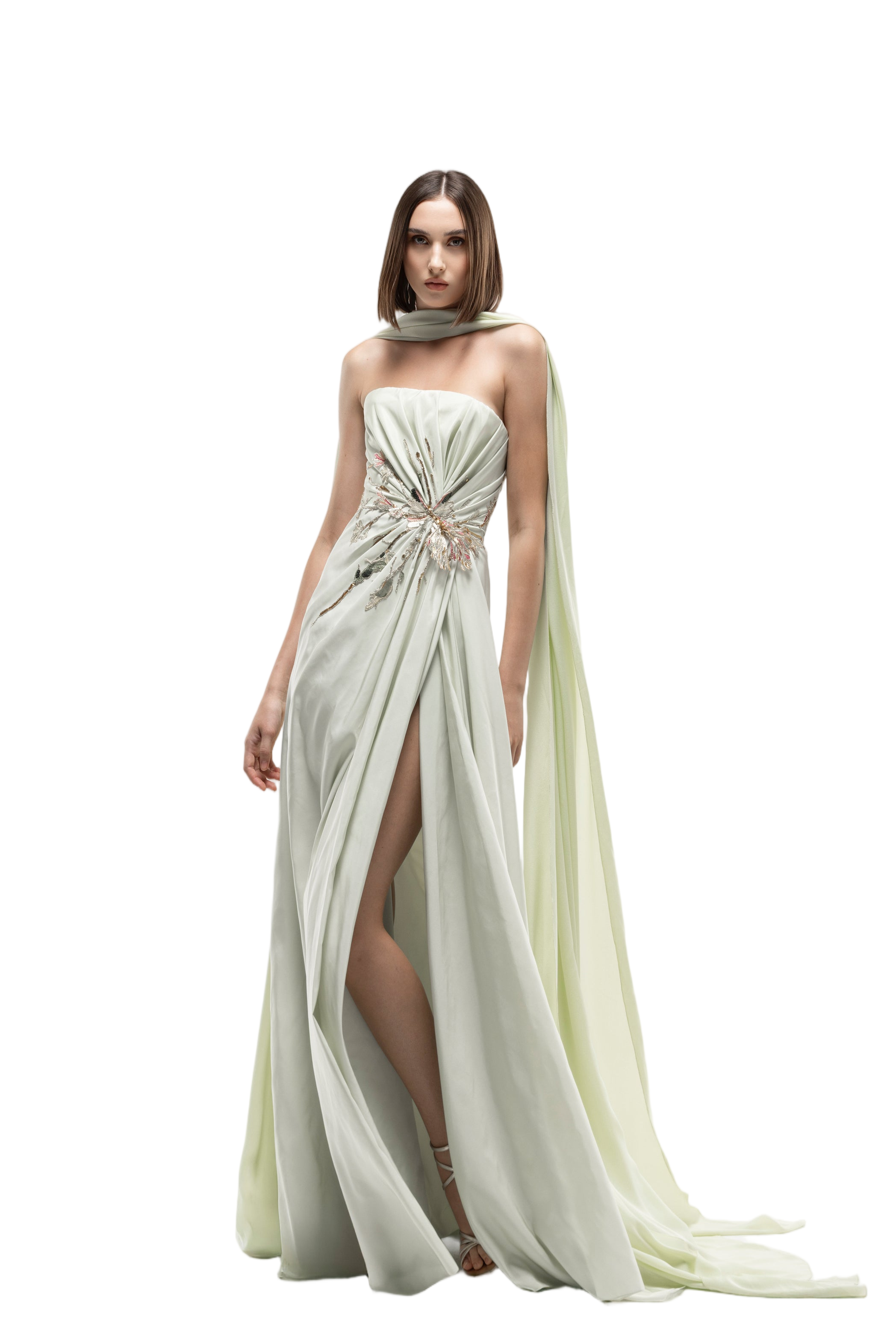 Draped Taffeta Dress