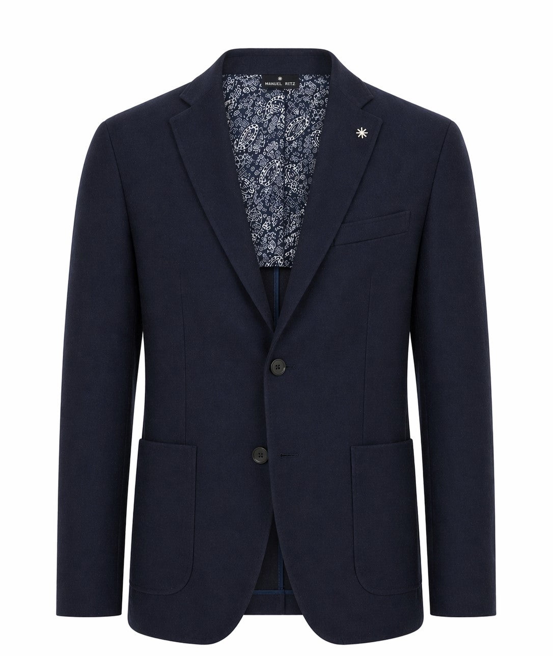 Navy Blue Half Lined Patch Jacket
